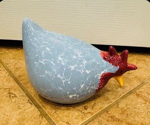 CBK Limited Blue Marbled Ceramic Rooster Figurine a small nicks on head - $5