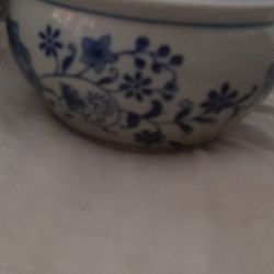 Antique Glazed Cobalt Blue Floral Plant Pot