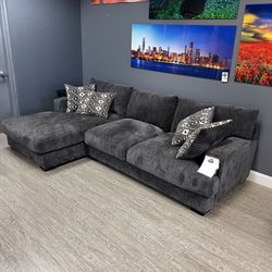 Grey Fabric Sofa With Chaise - Concord