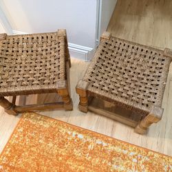 Hand woven natural rattan chairs