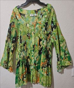 Cato Woman Floral Print Pleated Blouse