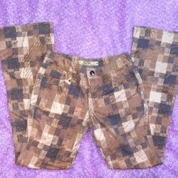 Super cute Y2k nude patchwork bedazzled flare pants!