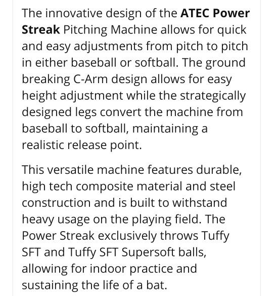 Atec Power streak Pitching Machine for Sale in Tallahassee, FL OfferUp