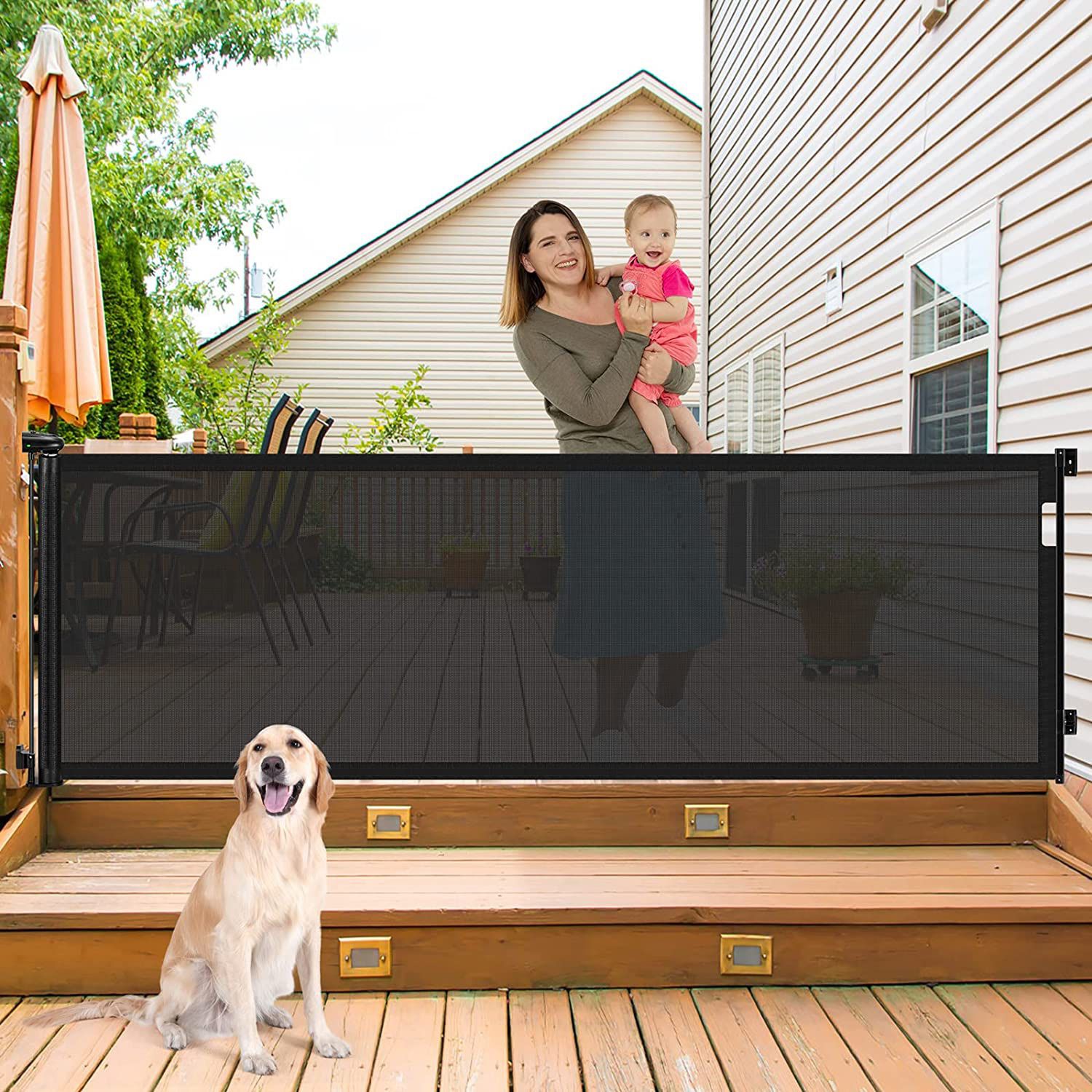 120 Inch Extra Wide Retractable Baby Gates for Large Openings Extra Large Dog Gates for The House Extra Long Baby Gates Extra Wide Baby Gate for Dogs 