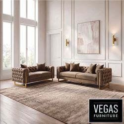 Sofa + Loveseat Warm Mink Brown