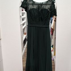 Hunter Green Modest Evening Dress with Sleeves Formal Dress sz 2