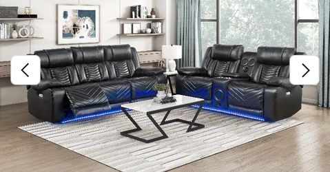 Huron Black Power Double Reclining Living Room Set