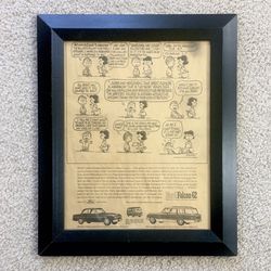 Vintage 1962 FORD FALCON Advertisement With LINUS LUCY PEANUTS 17 x 14” - Framed Under Glass!!