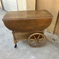 Antique Grand Rapids Drop Leaf Bar Table Tea Cart 