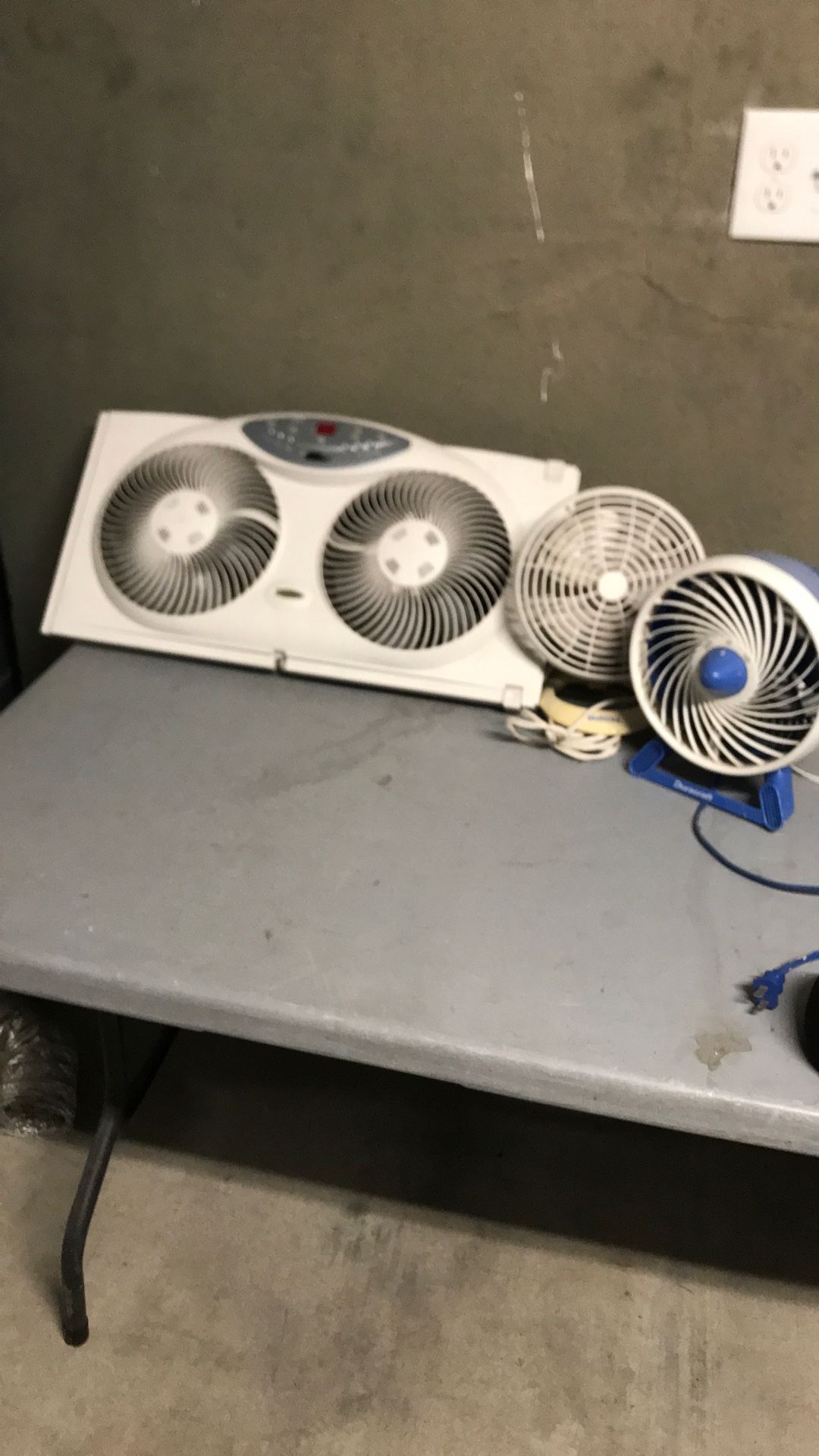 Window Fan and 2 Desk Fans 