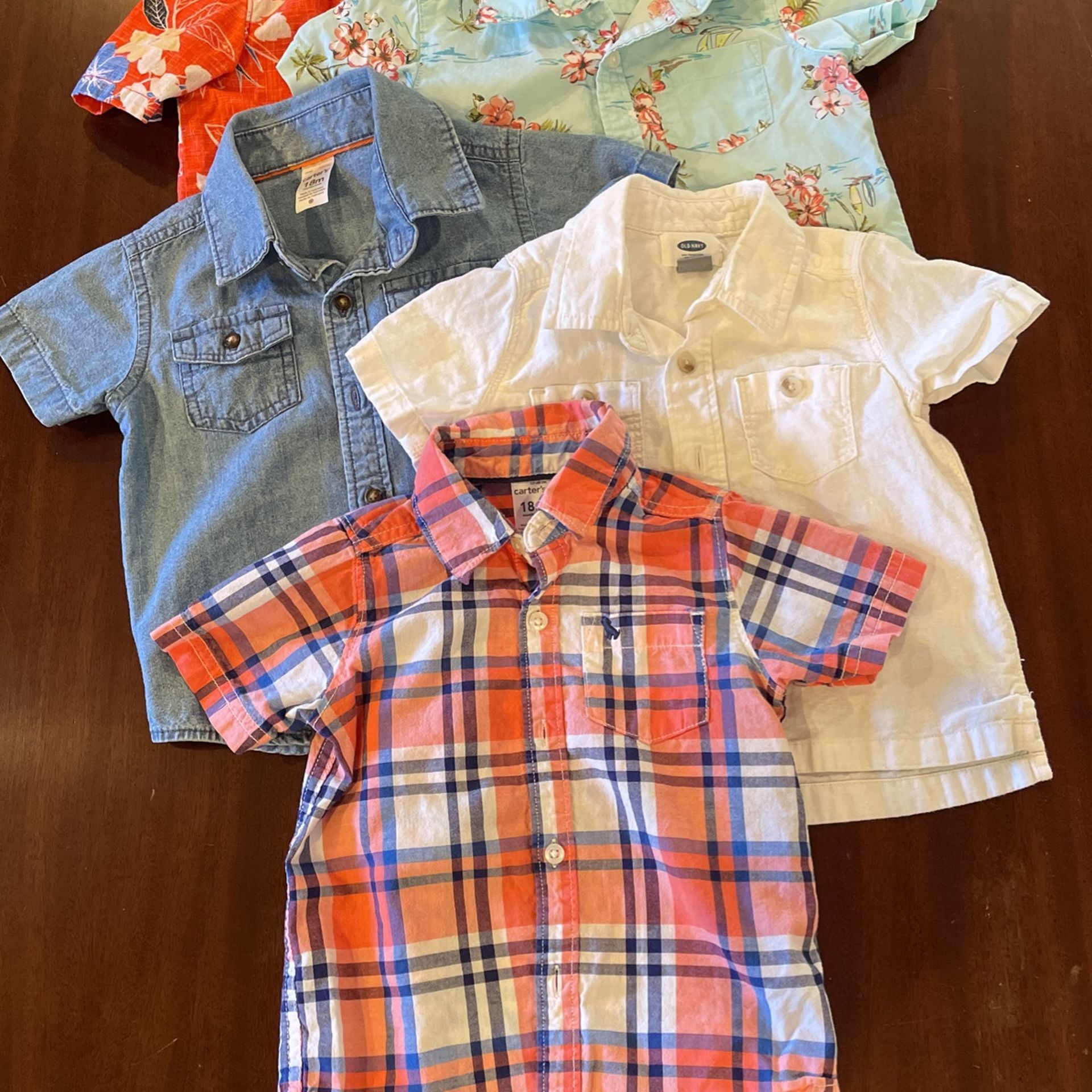 FIVE 12-18 mos Short Sleeve Button Downs