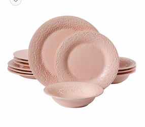 Pink Embossed Dinnerware Set brandnew