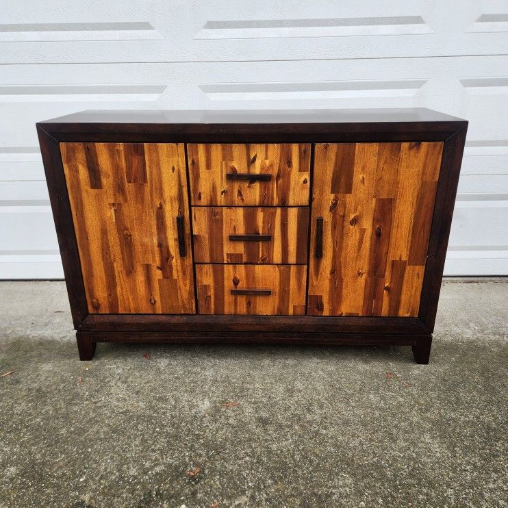 54" Modern Wood Brown Buffet Sideboard Console Table Dresser Chest Furniture _ All Drawers Slide Smoothly