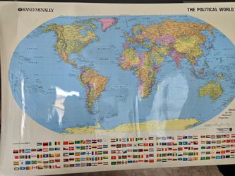 Large 1993 laminated, Rand McNally Political World Map