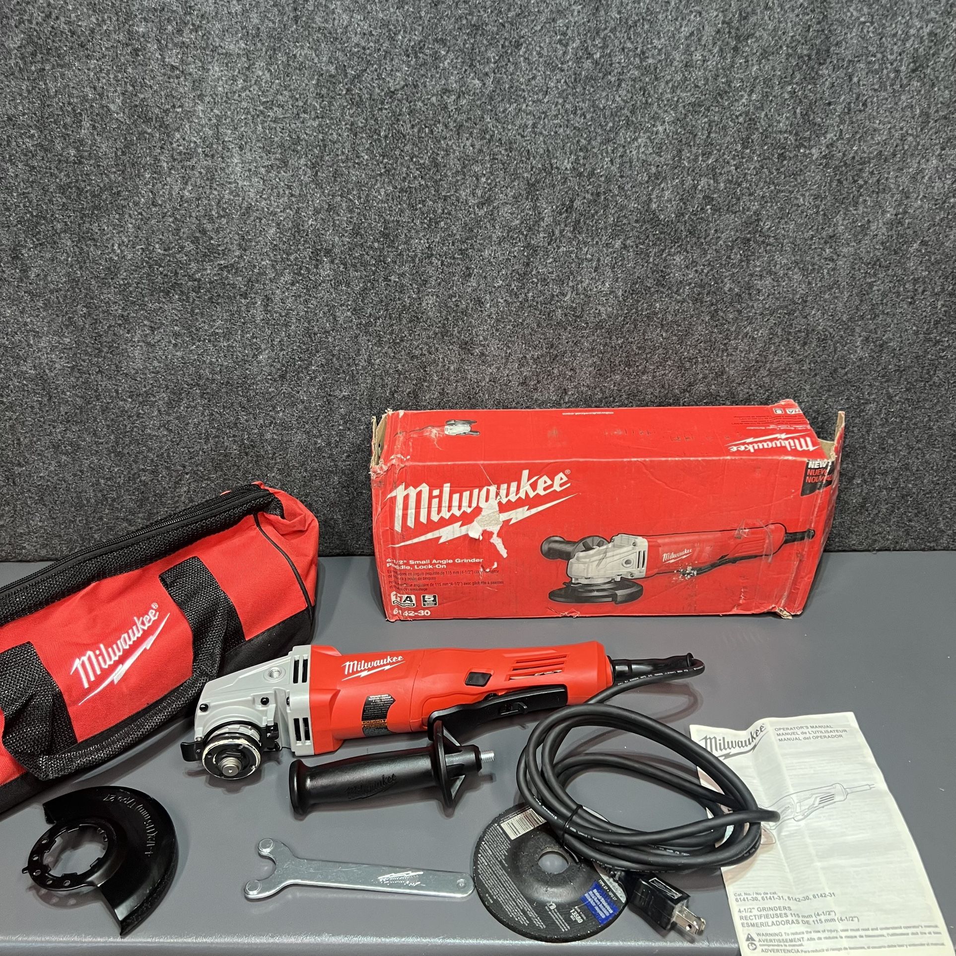 Milwaukee (6142-30) 11 Amp Corded 4-1/2 in. Small Angle Grinder with Lock-On Paddle Switch
