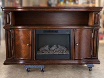 Electric fireplace console cabinet