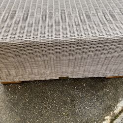 Gray Outdoor Wicker Cocktail Ottoman Table 