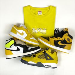SUPREME BANDANA BOX LOGO TEE JORDAN 1 POLLEN JORDAN 4 LIGHTNING JORDAN 1 VOLT GOLD