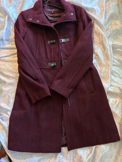 Kenneth Cole Women's Burgundy Wool Coat