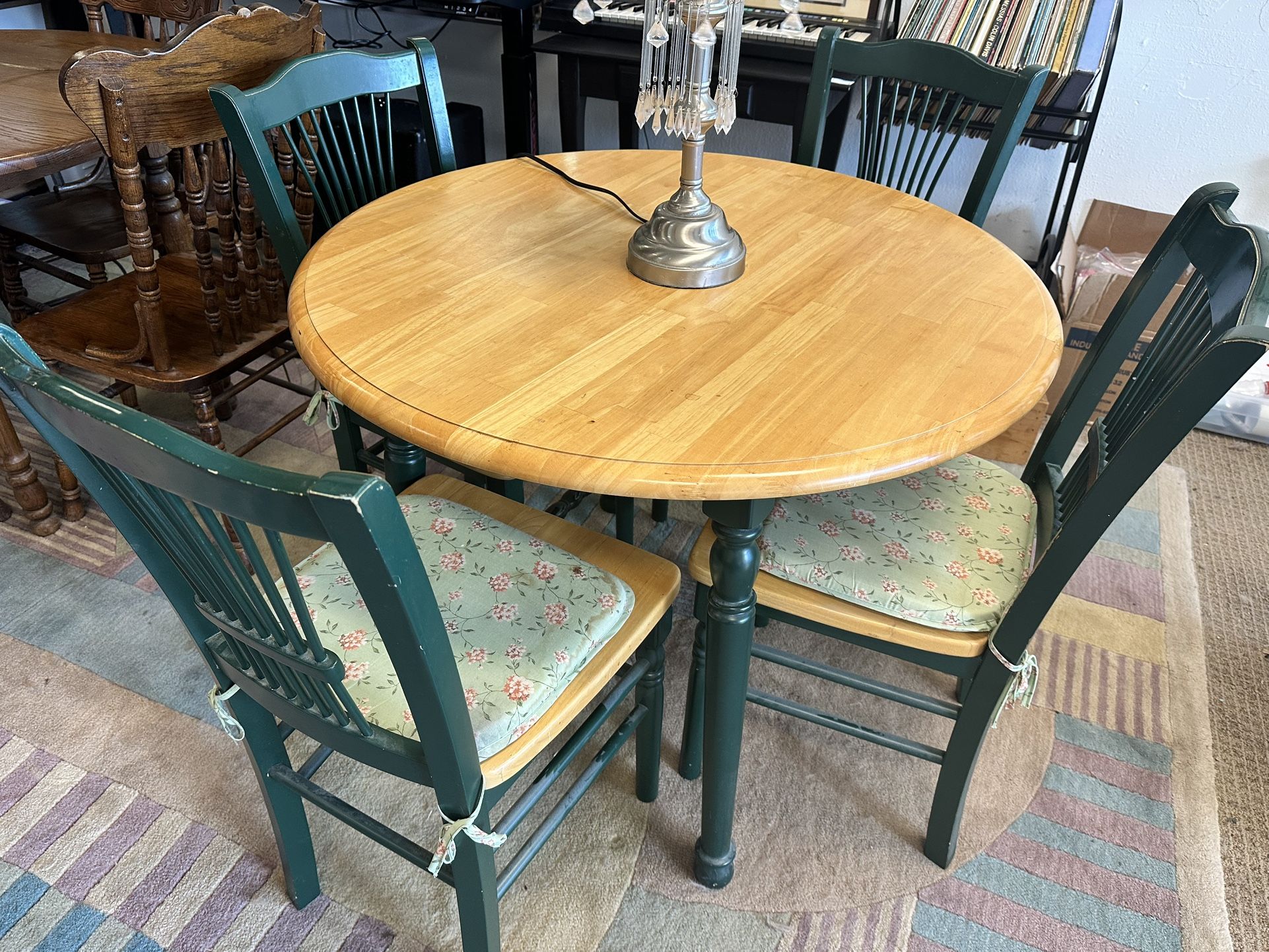 Rustic Green and Wood Round Table