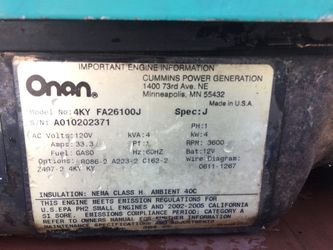 RV Generator / Onan Gas Generator / Cummins Power Generator