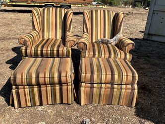 2 Vintage chairs and ottoman