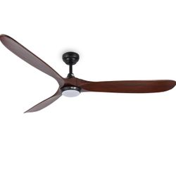 reiga 70" Indoor Outdoor Ceiling Fans with Lights, Quiet DC Motor High CFM Large Smart House Ceiling Fan with Reonte Control, 3 Wood Blade