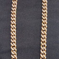 TENNIS CUBAN LINK NECKLACE 14K YG W DIAMONDS 77 .1GR 122292
