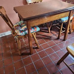 Antique Tin Top Table N Chairs