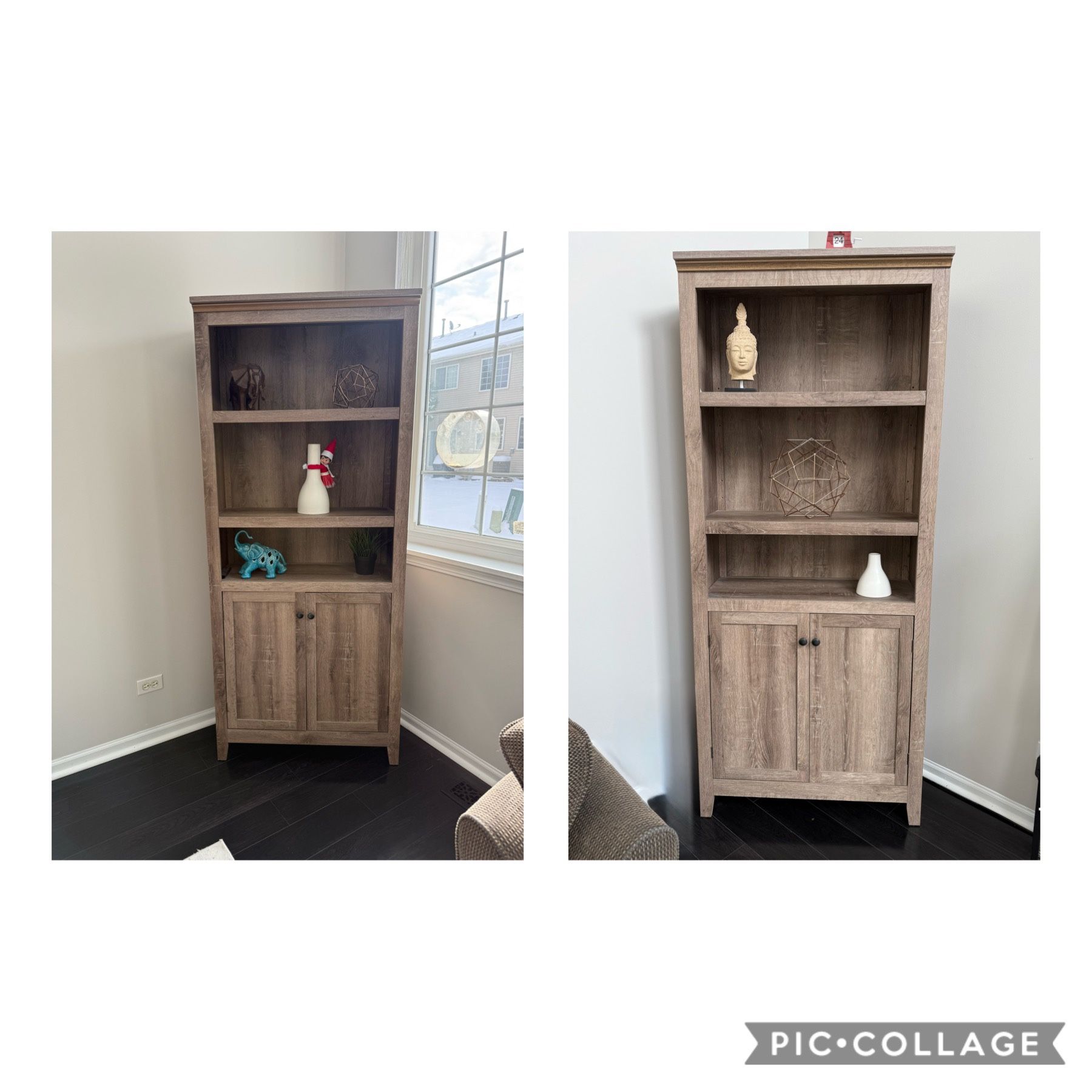 2 Wooden Bookshelf with Storage Cabinet