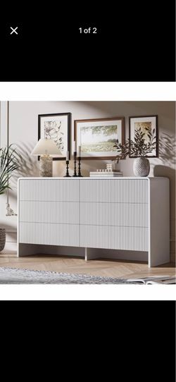 White modern dresser 6 drawer new fluted