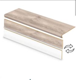 Medium brown Oak 47" L x12. 15" W x 2. 28" T Laminate Overlay Stair Tread and Reversible Riser Kit