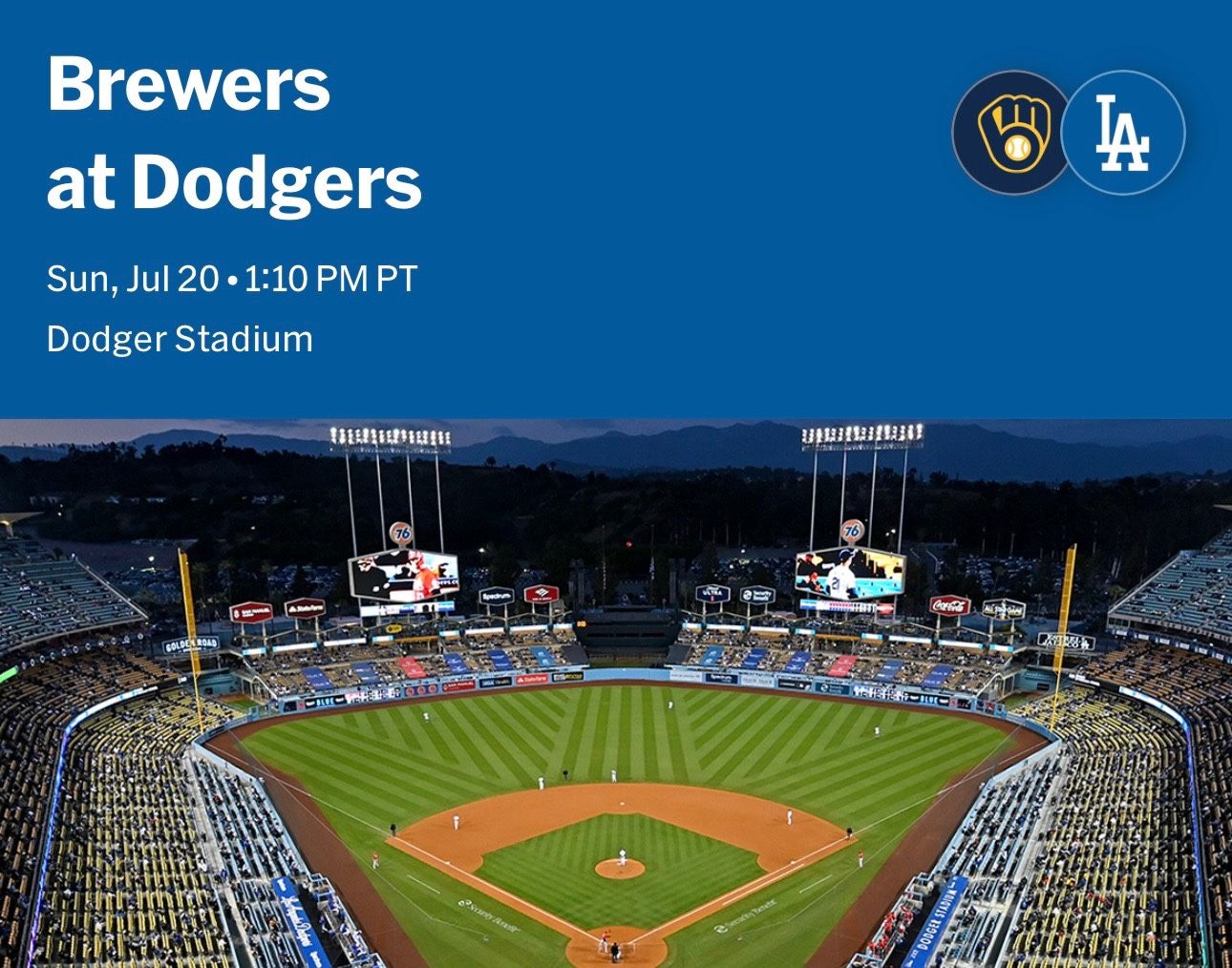 Dodger Tickets Sunday 7/20