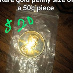 Gold Penny Size Of A Half Dollar **Really Cool 