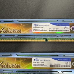 Team Vulcan 8GB (2 x 4GB) DDR3 1600 (PC3 12800) 