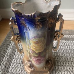 Vintage Art Nouveau Porcelain Vase W/ Handles