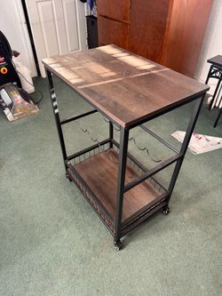 Rolling Bar Cart with Wine Rack
