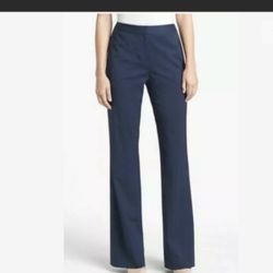 Lafayette 148 Career Pants 12 Wide Leg Trouser Navy Flat Front Silk Blend. Condition is "Pre-owned".  11' Rise  31.5' Inseam  Condition- Good Used Con