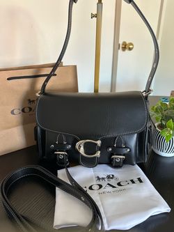 Coach Black Leather Crossbody Saddle Bag