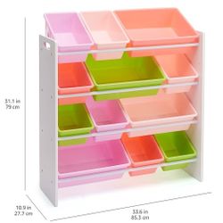 Toy Storage Shelf With Bins