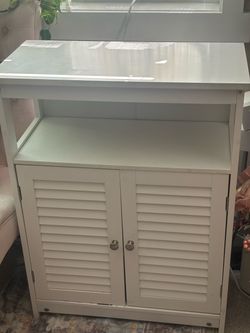 White Storage Cabinet with Shelves