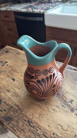 Mexican clay water pitcher