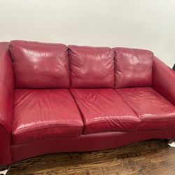 Red Leather Sofa and Loveseat