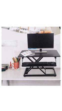 Adjustable Stand up Desk Dual Monitor 35" Wide Platform, Black