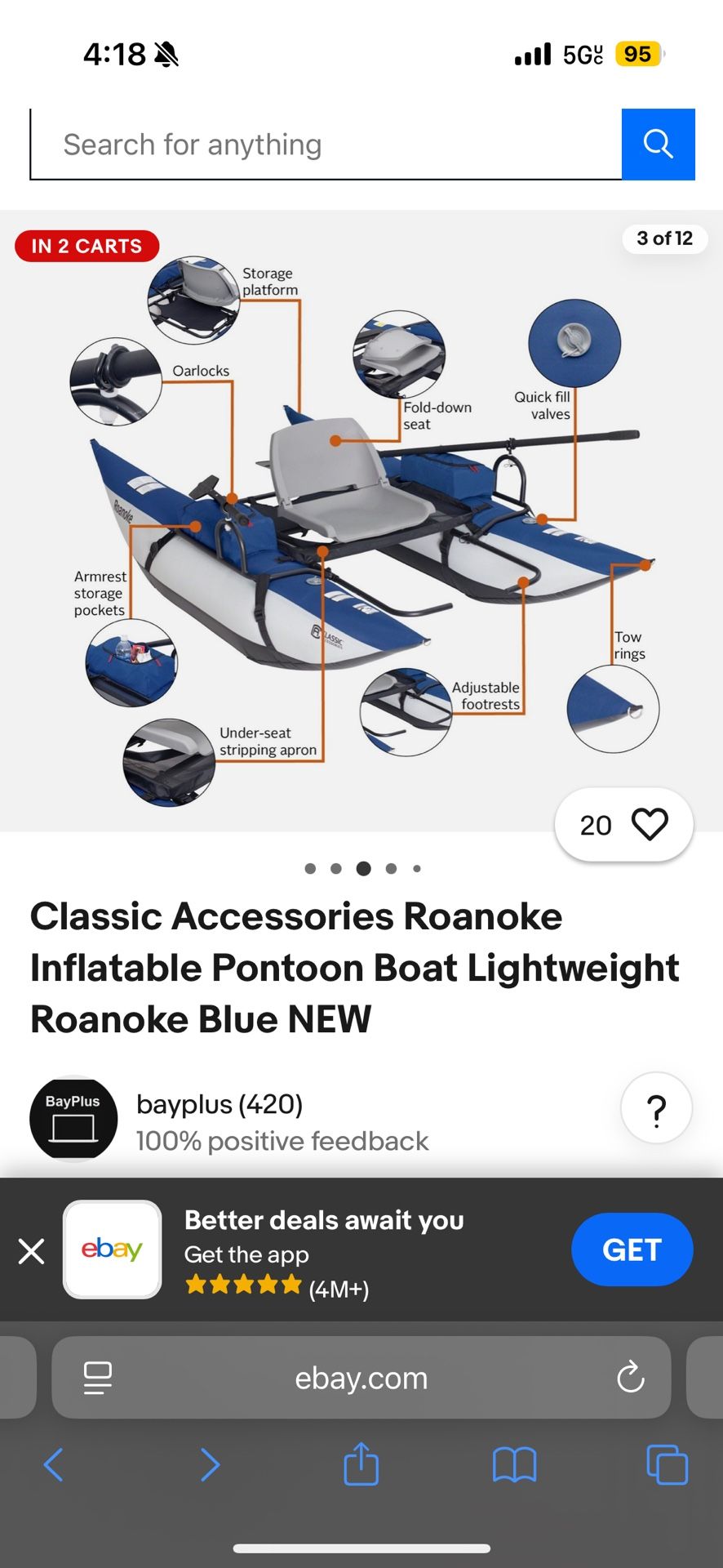 Roanoke Inflatable Pontoon Boat 