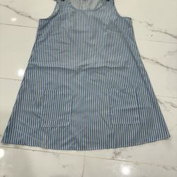 Elegant Blue Striped Casual Dress