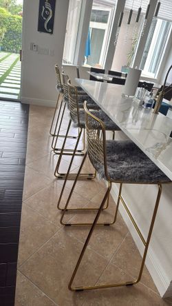 CB2 Bar Height Dining Chairs Gold And Grey Modern