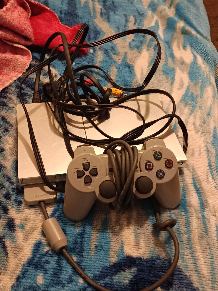 Sony PlayStation 2 PS2 Satin Silver Slim SCPH-90001 Console