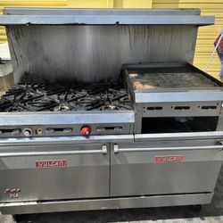 vulcan 6 burner with 24” flat grill natural gas 