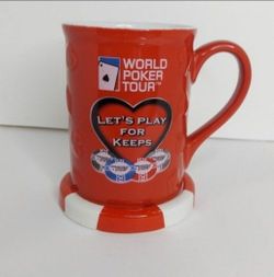 2006 World Poker Tour Let's Play For Keeps Red Coffee Beer Mug Tea Cup.